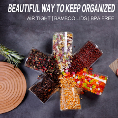 Cylindrical Glass Storage Jar with Bamboo Lid & Silicone Seal – 500ml (17oz, G2) | GnGlass