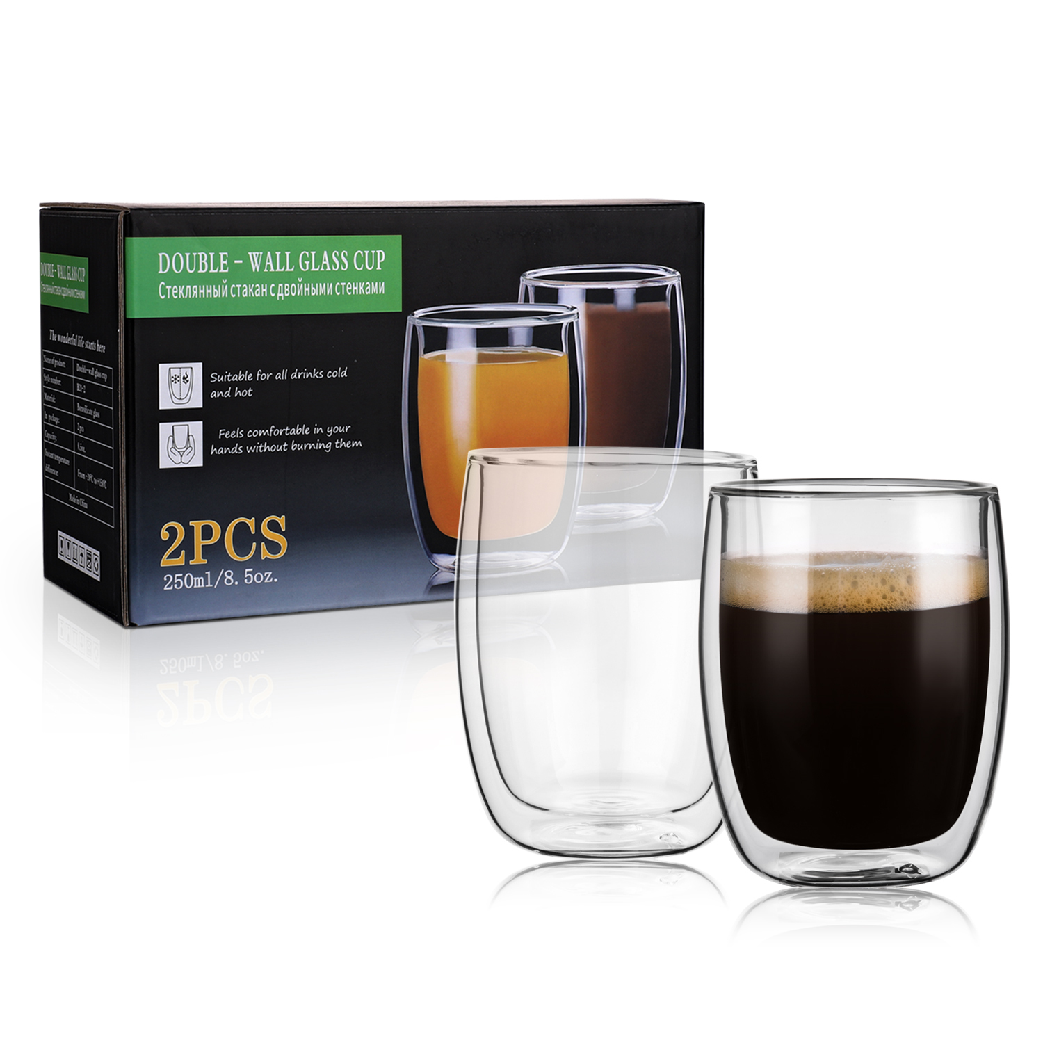 Curved Glass Tumbler without Handle - 250ml (B21) | GnGlass