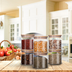 Cylindrical Glass Storage Jar with Bamboo Lid & Silicone Seal – 500ml (17oz, G2) | GnGlass