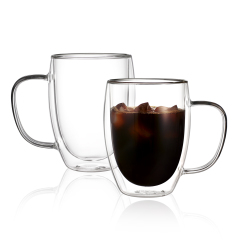 Double Wall Glass Coffee Mug 350ml made of Borosilicate Glass – CnGlass