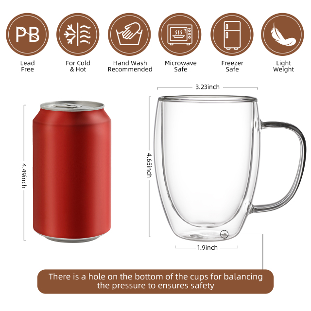 Double Wall Glass Coffee Mug – 350ml /12oz ( B46) | GnGlass