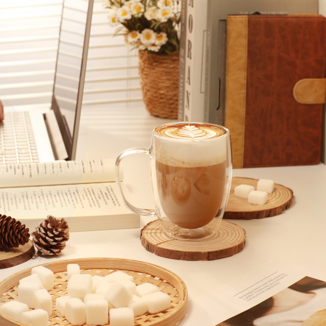 Stylish glass mug for office or home coffee moments