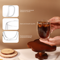 Lightweight borosilicate glass coffee mug with comfortable grip