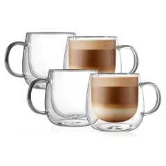 Double Wall Insulated Glass Mug 480ml – Borosilicate Coffee Cup by CnGlass