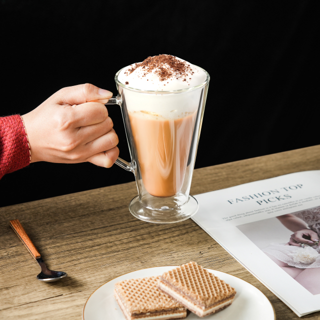 Double Wall Insulated Espresso Glass Mug – 350ml /11.8oz (B44) | CnGlass