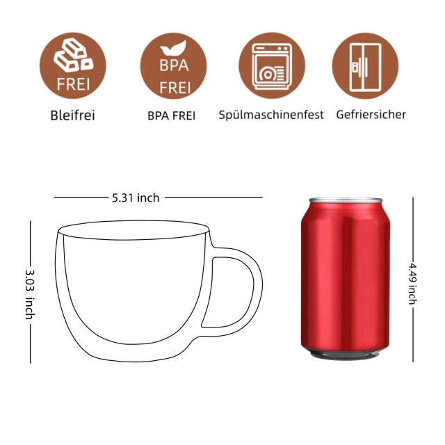 Double Wall Insulated Glass Mug – 240ml (8.1oz, B6) | GnGlass