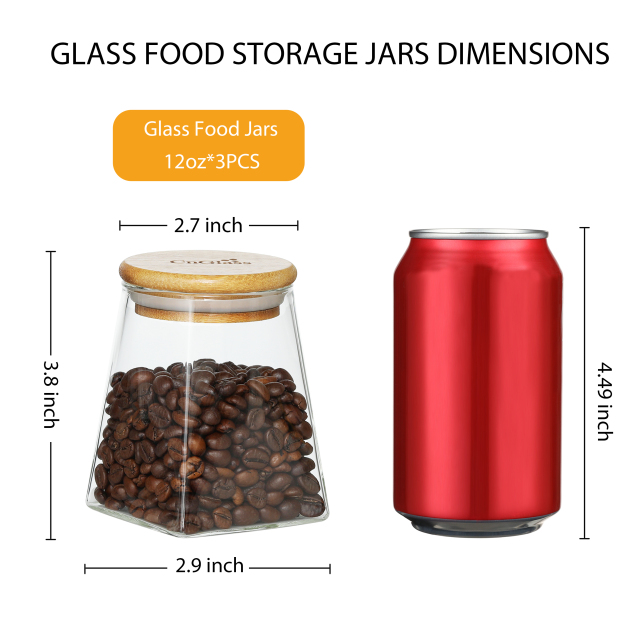 Trapezoidal Glass Storage Jar with Bamboo Lid & Silicone Seal – 355ml (12oz, G3) | GnGlass