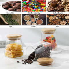 Trapezoidal Glass Storage Jar with Bamboo Lid & Silicone Seal – 355ml (12oz, G3) | GnGlass