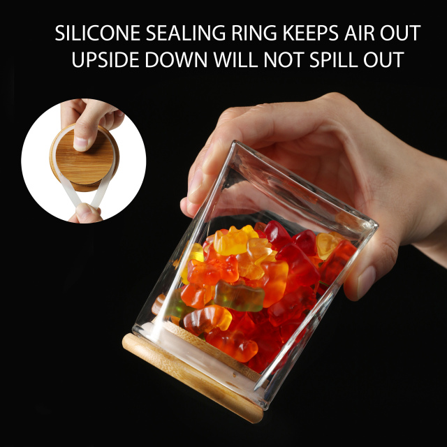 Trapezoidal Glass Storage Jar with Bamboo Lid & Silicone Seal – 355ml (12oz, G3) | GnGlass