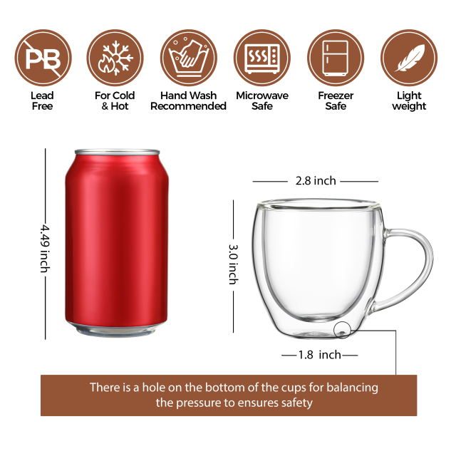 Double Wall Insulated Glass Mugs - 150ml (B43) & 250ml (B42) &350ml (B50) | GnGlass