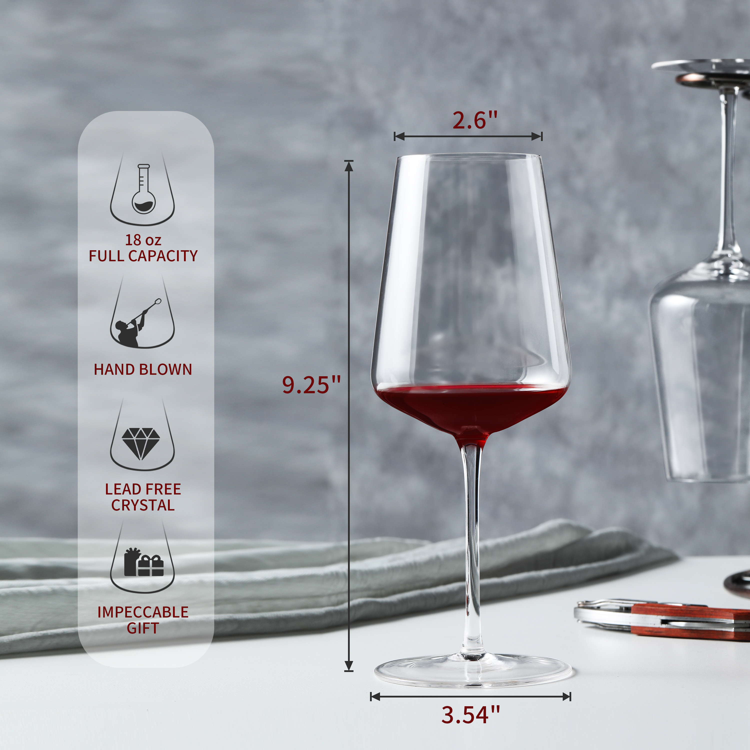Кристальный бокал для вина на ножке – 450 мл / 18 унций | CnGlass