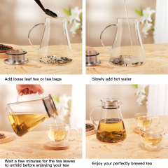 Glass Teapot with Integrated Stainless Steel Lid & Infuser – 900ml (H36) / 1200ml (H35) | CnGlass