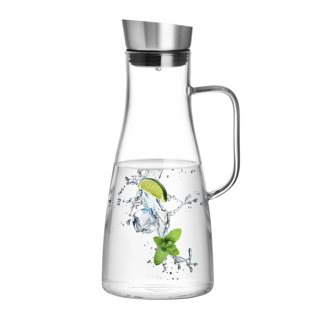 High Borosilicate Glass Pitcher with Integrated Stainless Steel Lid & Filter – 1650 ml (H25) | CnGlass