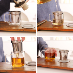 стеклянная кружка с фильтром и крышкой