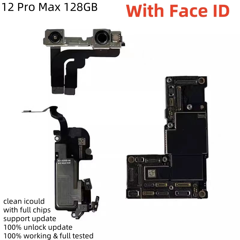 Fully Tested Authentic Motherboard For iPhone 12 Pro Max 128g/256g Unlocked Mainboard With Face ID Cleaned iCloud Fast Shipping