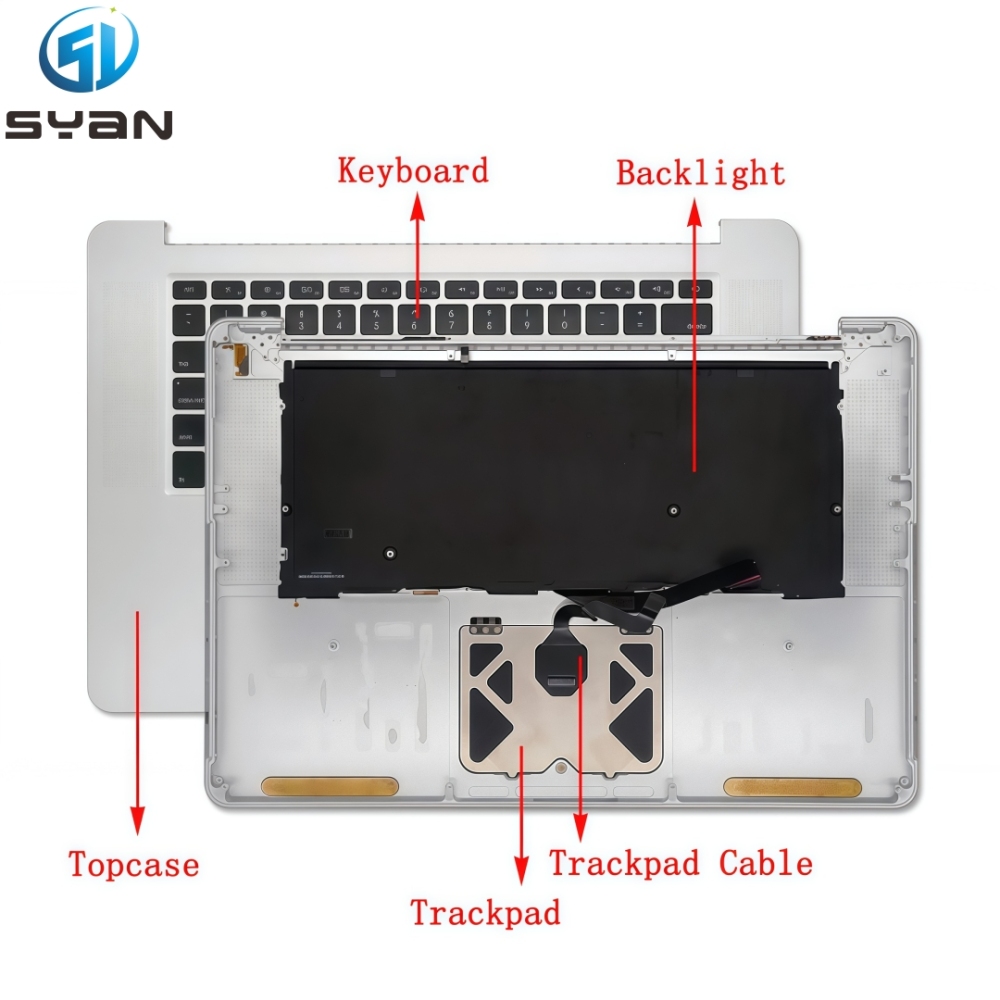 Macbook Pro Retina 15.4" 2012 A1398 Top case with keyboard backlight trackpad cable
