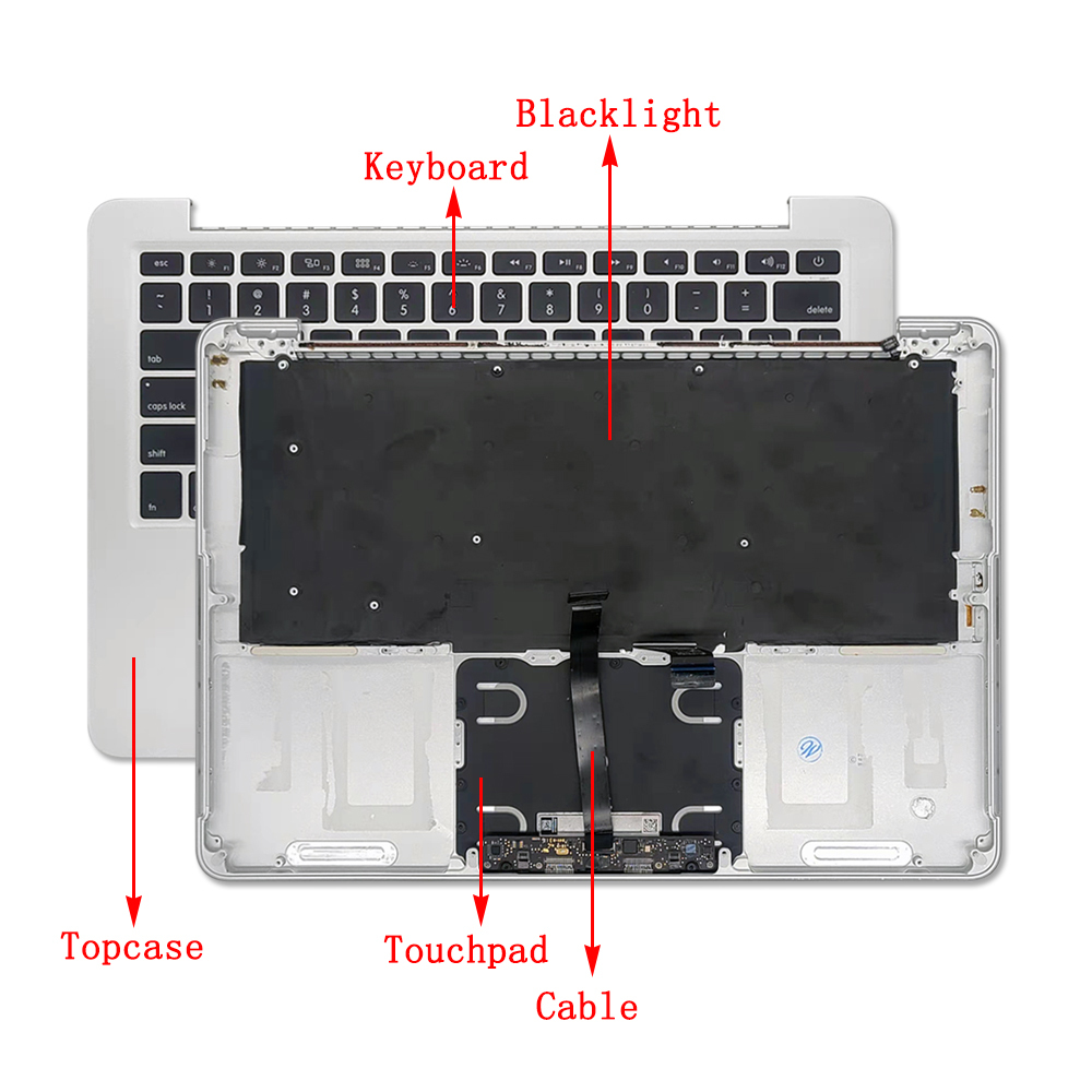 Macbook Pro Retina 13.3" 2015 A1502 Top case with keyboard backlight trackpad cable