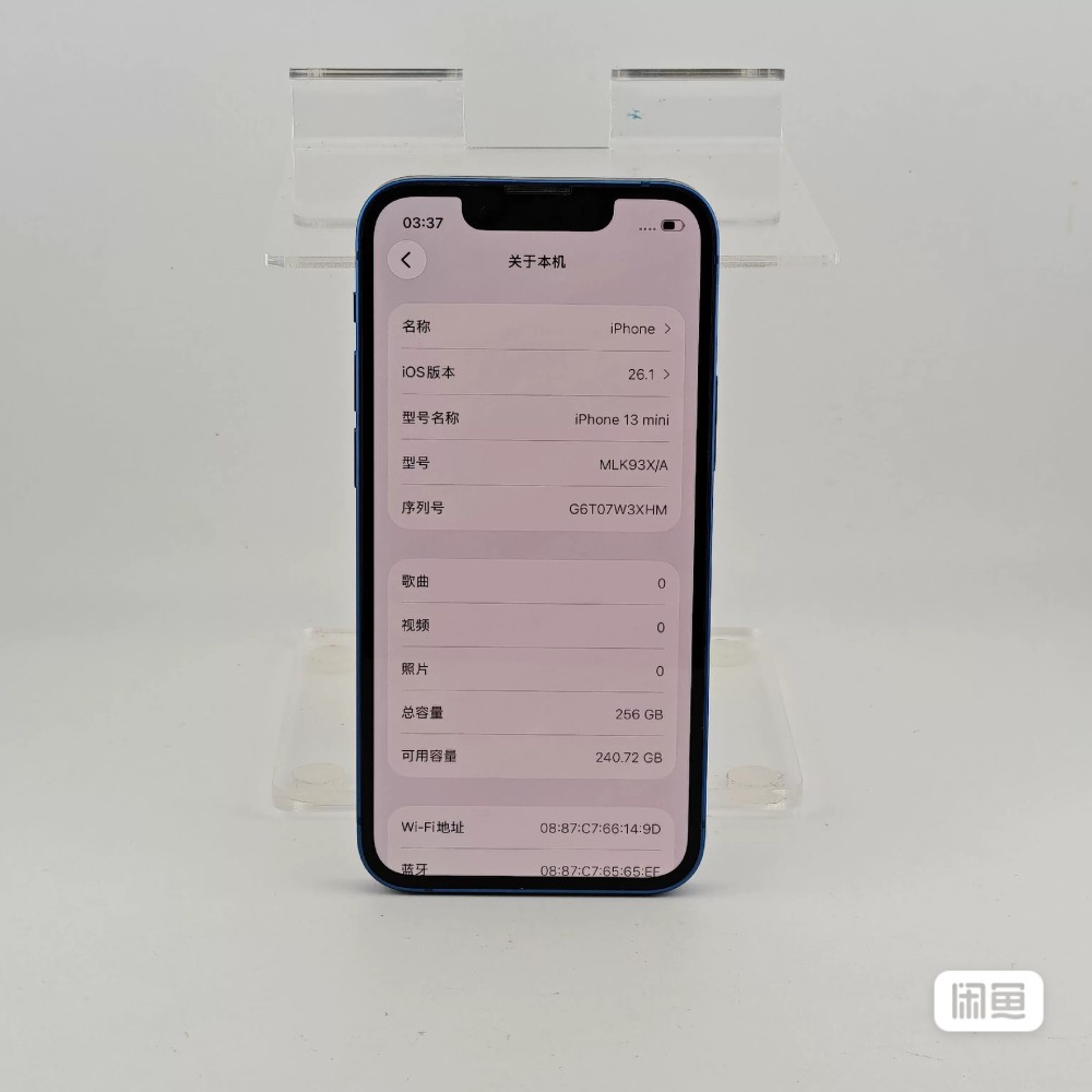 used and original iphone 13 mini 256GB blue 95% battery healthy