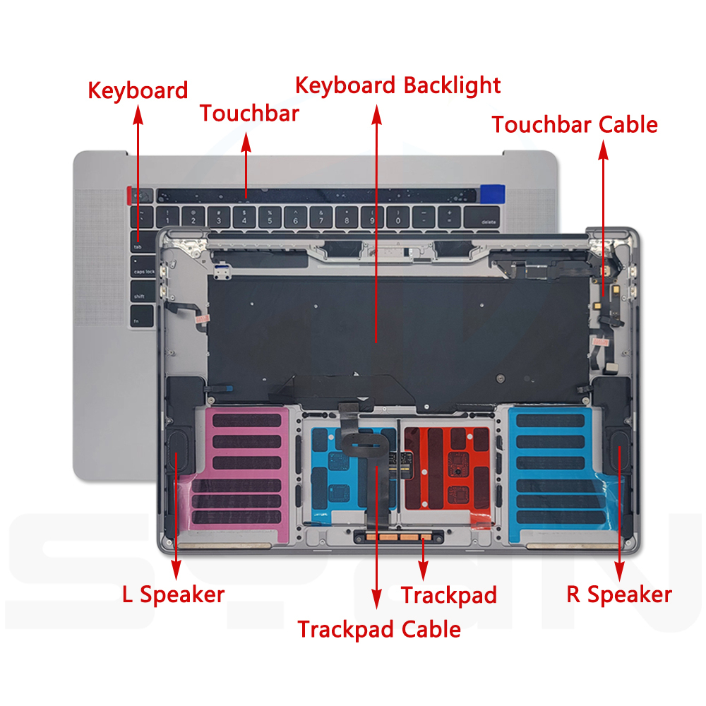 MacBook Pro Retina 16'' Late 2019 EMC 3347 A2141 top case keyboard Touch bar Trackpad Speaker Backlight