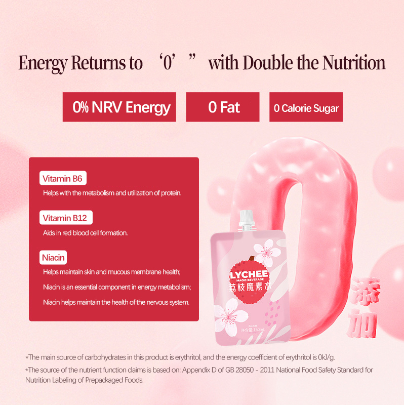 荔枝魔素水营养素饮品0脂肪0卡糖维生素吸嘴袋植物液体饮