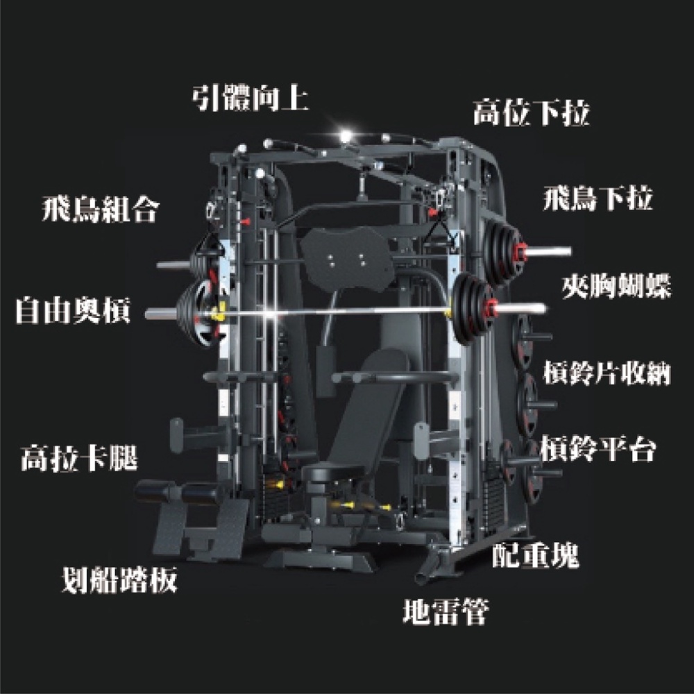 JS-006 綜合型鋼鐵史密斯 史密斯 鋼材加厚 重量訓練 深蹲架 健身器材 多功能深蹲架