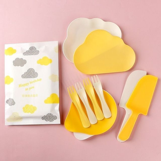 Cloud Plate cake tableware set: Available in five-person and ten-person portions