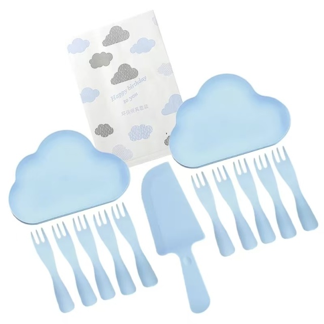 Cloud Plate cake tableware set: Available in five-person and ten-person portions
