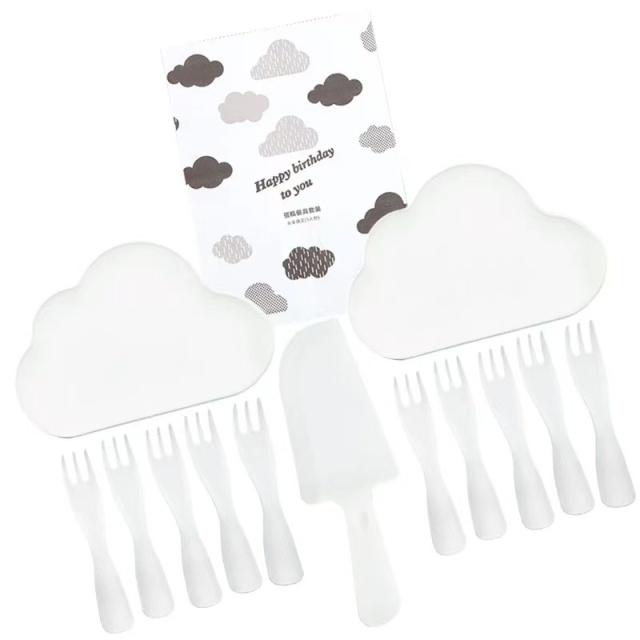 Cloud Plate cake tableware set: Available in five-person and ten-person portions