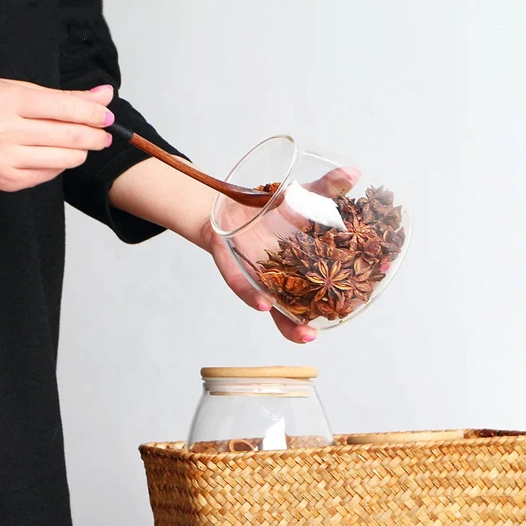 Transparent Glass Storage Coffee Candy Customized Lid Kitchen Glass Canister