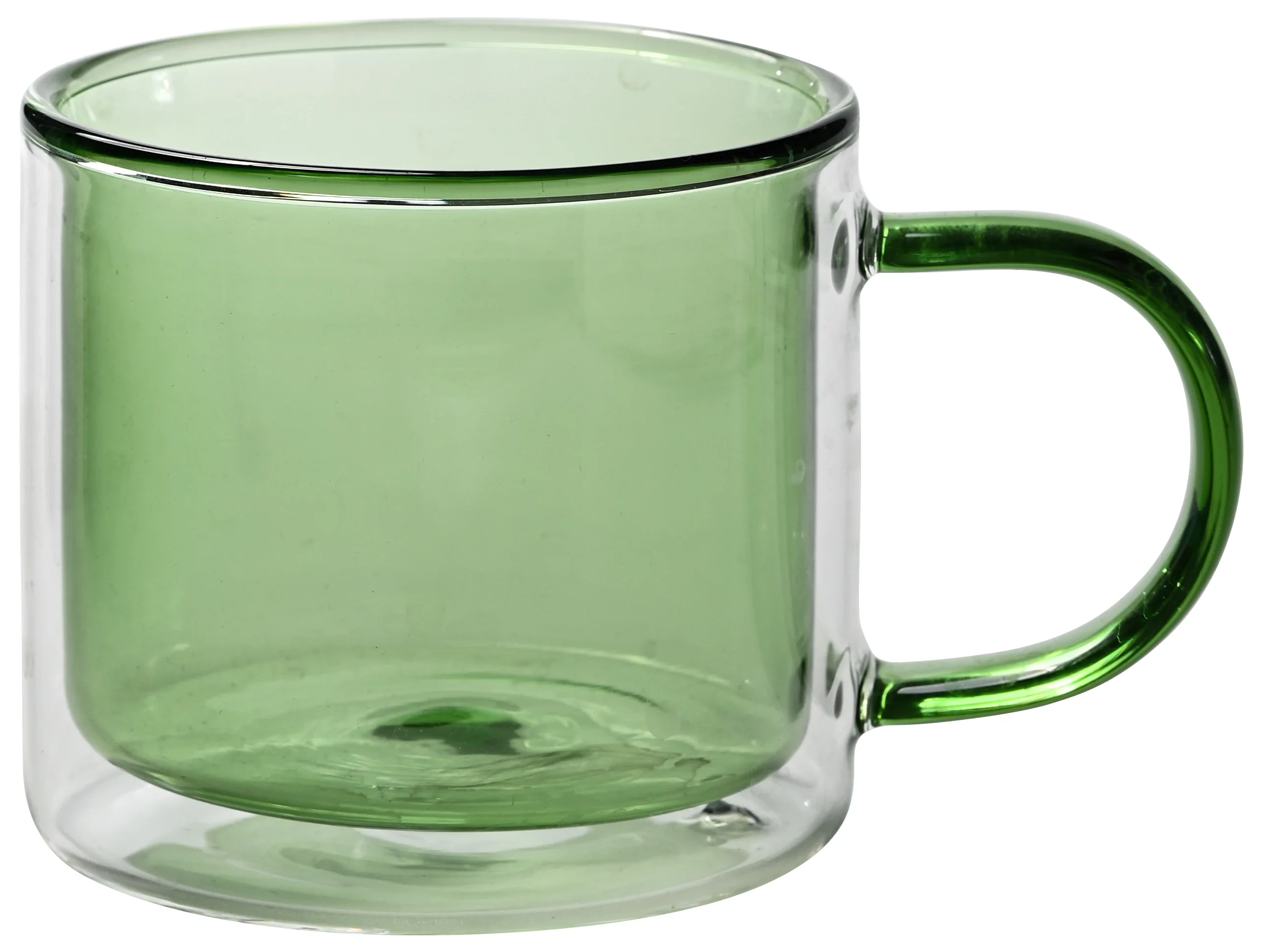 Custom Made 250ML Heat Resistant Coloured Clear High Borosilicate Glass Double Wall Tea Cup Coffee Cup Mug with Handle