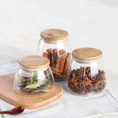 Transparent Glass Storage Coffee Candy Customized Lid Kitchen Glass Canister