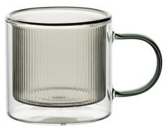 Classic Design 250ml Colored Double Wall High Borosilicate Glass Cup Coffee Cup With Handle Milk Tea Mug