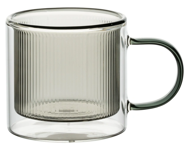 Classic Design 250ml Colored Double Wall High Borosilicate Glass Cup Coffee Cup With Handle Milk Tea Mug
