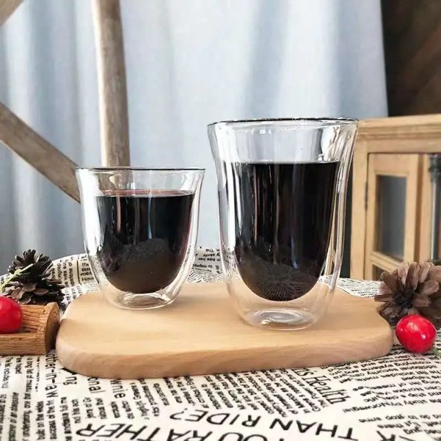 Wholesale Heat Resistant Glass Coffee Mugs Double Wall clear Glass Mug Without Handle Made by High Borosilicate Glass
