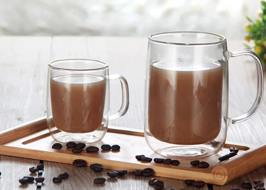 Wholesale Customized Transparent High Borosilicate Glass Cup Double Wall Heat Resistant for Coffee Water Tea Mug Drinkware Gift
