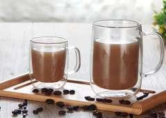 Wholesale Customized Transparent High Borosilicate Glass Cup Double Wall Heat Resistant for Coffee Water Tea Mug Drinkware Gift