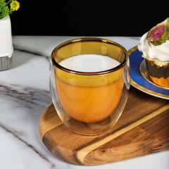 Good Quality Glass Innovation Hand Blown Borosilicate Double Wall Reusable Glass Cup