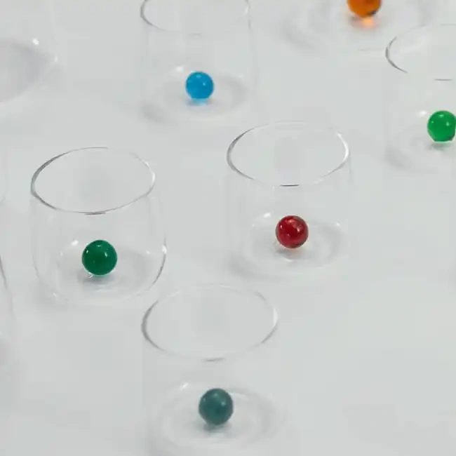 Wholesale Customized Transparent High Borosilicate Single Wall Glass Cup with Round Ball for Coffee Drink Milk Water
