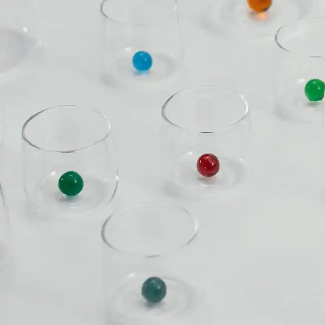 Wholesale Customized Transparent High Borosilicate Single Wall Glass Cup with Round Ball for Coffee Drink Milk Water