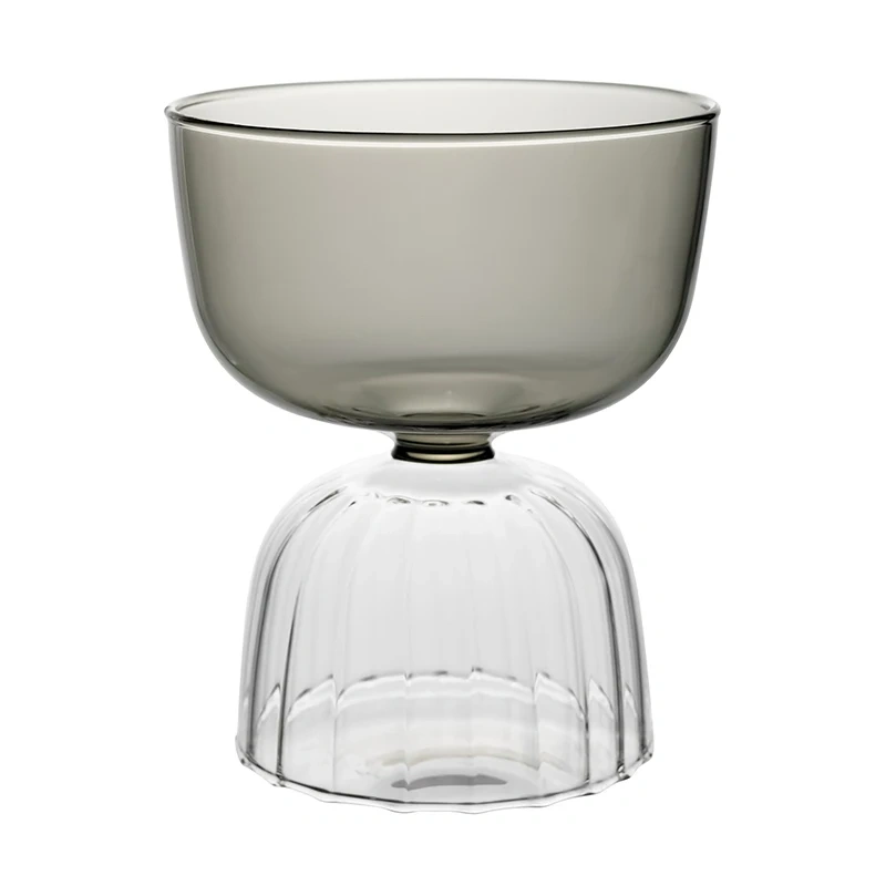 Custom Ribbed Ice Cream Cup High Borosilicate Two Color Cocktail Glass Cup for Whisky Bar Party Cups