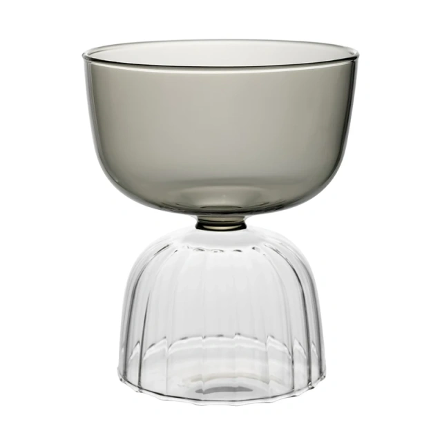Custom Ribbed Ice Cream Cup High Borosilicate Two Color Cocktail Glass Cup for Whisky Bar Party Cups