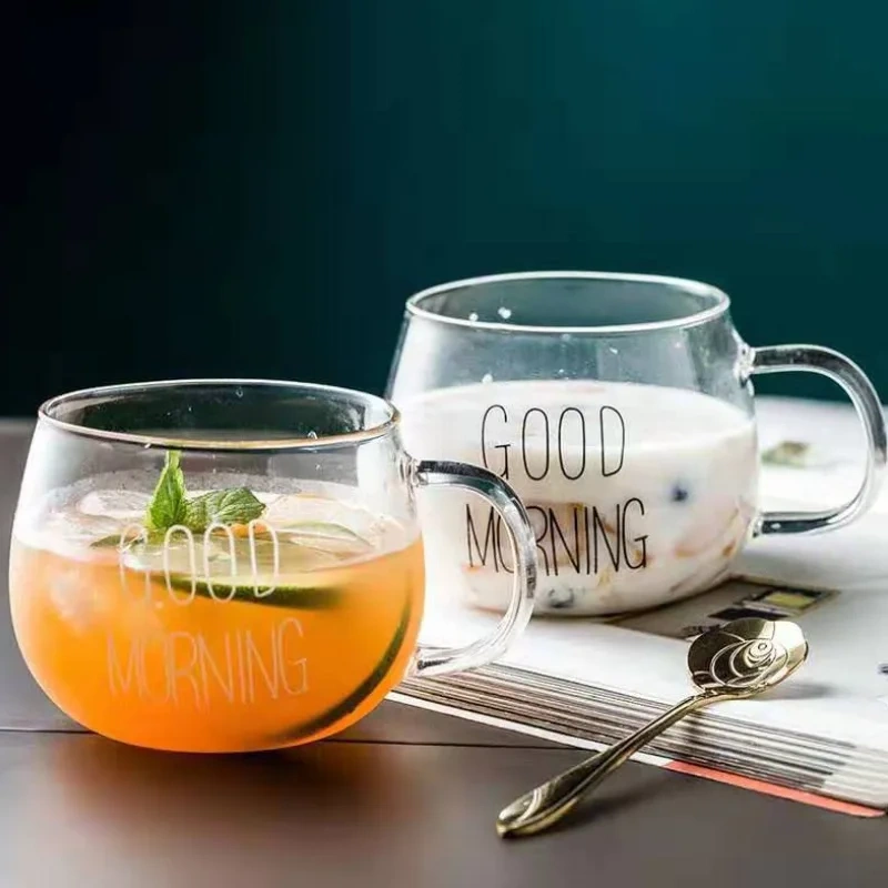 Heat Resistance Single Layer Cup Good Morning Breakfast Pot-bellied Coffee Cup