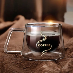 3 oz Insulated Coffee Mugs for Breakfast Thermo Espresso Glass Cup Elegant Double Wall Latte Cup With Handle