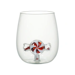 500ml Creative New Design Egg Shape Water Tumbler Drinking Glass Cup Stmeless Wine Glass with Sequins and Glitter for Christmas