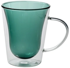 Unique Design Heat Resistant Double Wall High Borosilicate Glass Cup With Handle Drink Coffee Tea Milk Mug