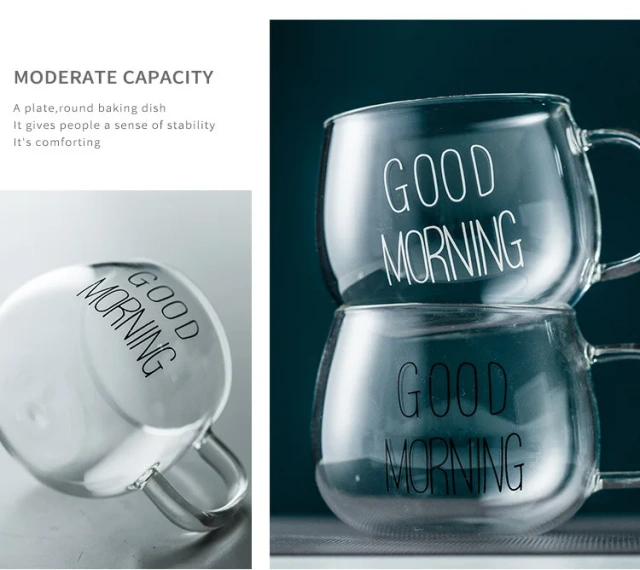 Heat Resistance Single Layer Cup Good Morning Breakfast Pot-bellied Coffee Cup