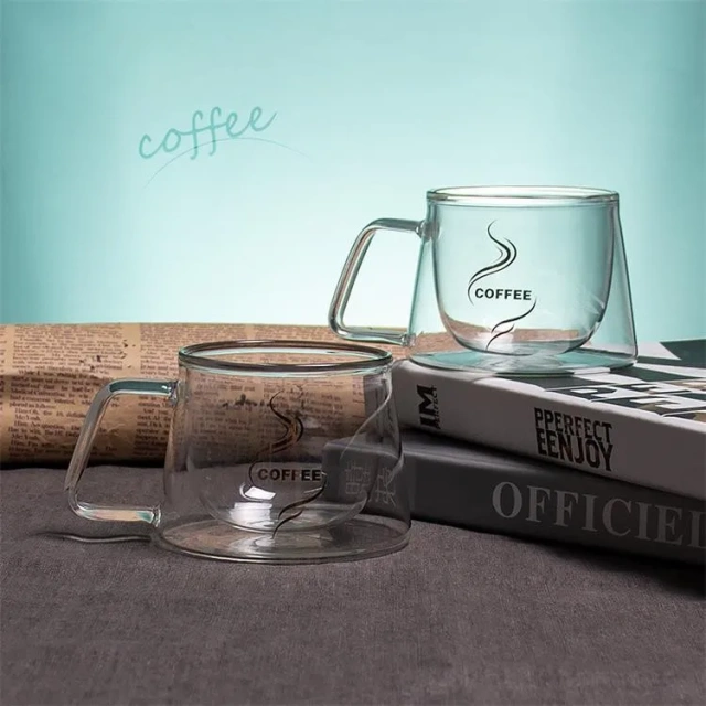 3 oz Insulated Coffee Mugs for Breakfast Thermo Espresso Glass Cup Elegant Double Wall Latte Cup With Handle
