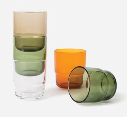 Eco-friendly Stackable High Borosilicate Glass Colored Cup Heat-Resistant Cold Drink Household Water Coffee Tea Milk Mug