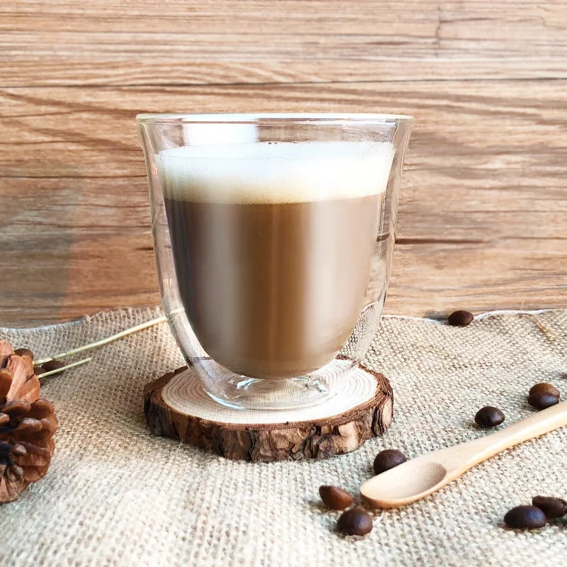 Wholesale Heat Resistant Glass Coffee Mugs Double Wall clear Glass Mug Without Handle Made by High Borosilicate Glass