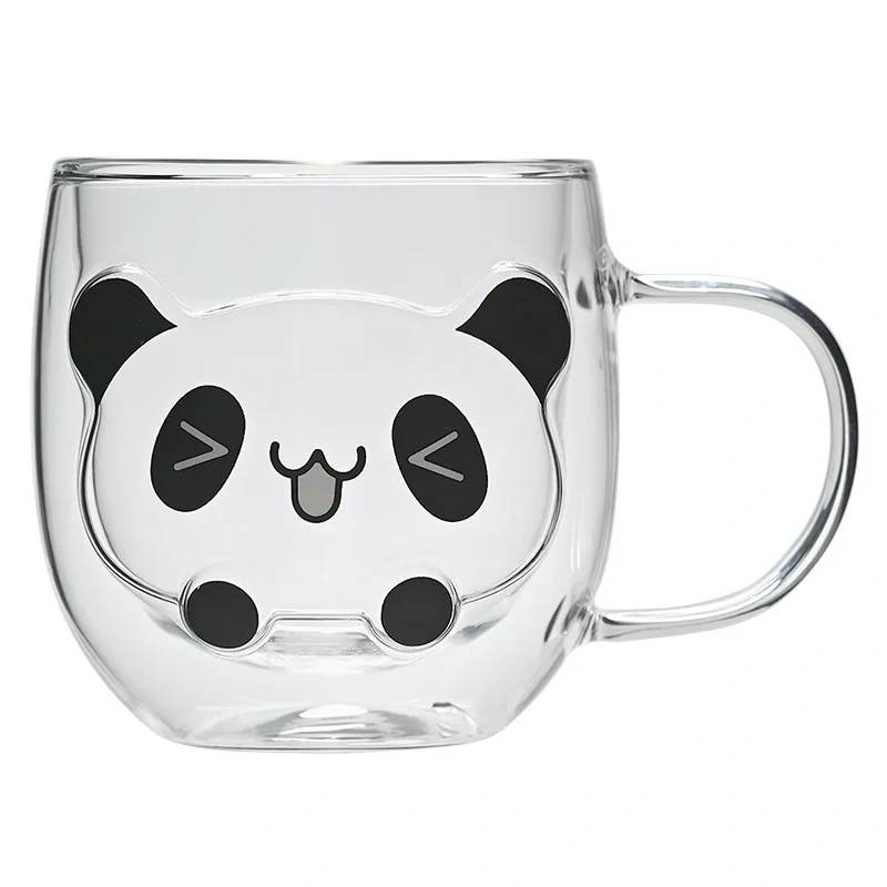 Cute Animal Double Wall High Borosilicate Transparent Glass Cup for Milk Water Coffee Juice Household Heat Resistant Glass Mug